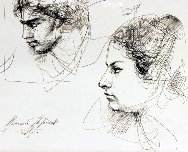 Romano Stefanelli pittore quadro disegno Volti - Foto 4