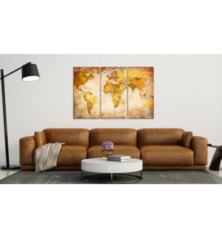 Quadro Di Sughero In 3 Parti Con Mappamondo Vintage Arredalacasa - Foto 2