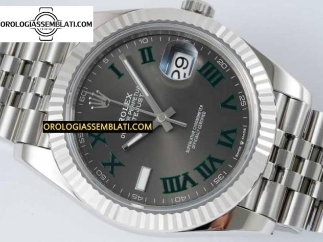 REPLICA ROLEX DATEJUST 41 SS LUNETTA SCANALATA 1:1 BEST EDITION ACCIAIO 904L GRIGIO VERDE QUADRANTE ROMANO SUL BRACCIALE JUBILEE 3235 - Foto 2