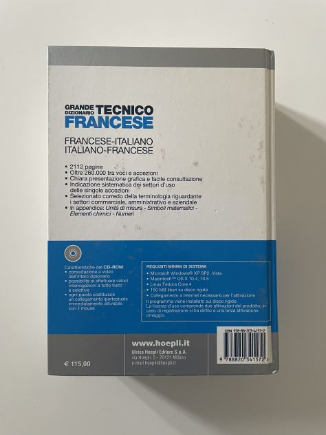 Grande dizionario tecnico di francese, HOEPLI, con CD-ROM - Foto 2