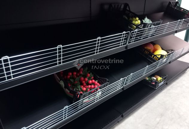 SCAFFALE FRUTTA IN FERRO NERO DA 303 CON PIANO BASE 50 PIANI DA 50 E PIANO MARK - Foto 4