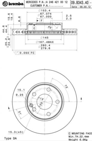 Brembo Disco Freno 09B34341