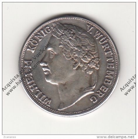 RIPRODUZIONE MONETA TEDESCA DEL 1841 WILHELM KONIG V. WURTTEMBERG - MONETA FALSA - Foto 2