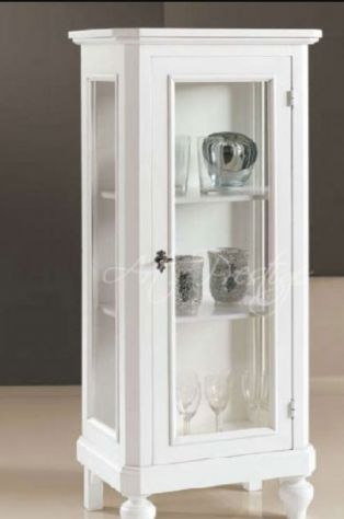 VETRINETTA CIPOLLA IN LEGNO SHABBY CHIC BIANCO