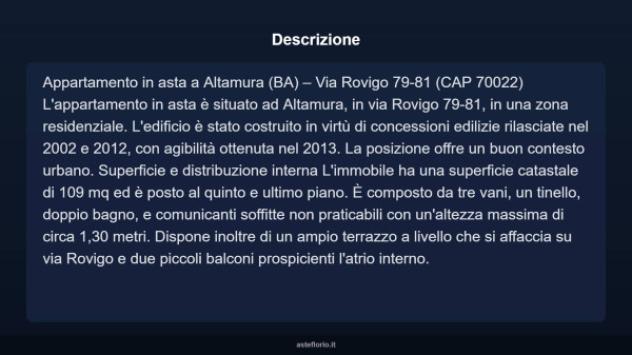 Immobile in asta di 109 m², box auto in vendita a Altamura - Foto 2