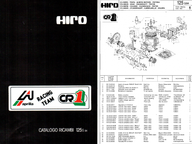 Catalogo ricambi motore Hiro 125 84 Garelli Tiger Aprilia S GR