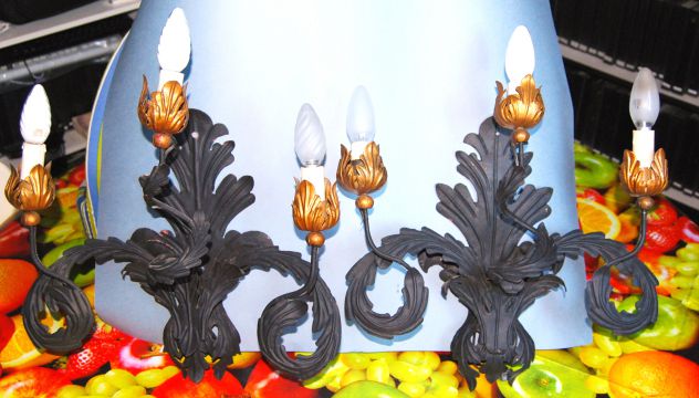Coppia di appliques antiche in ferro battuto - Foto 2