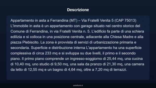 Immobile in asta di 233 m² con più di 5 locali e box auto in vendita a Ferrandina - Foto 8