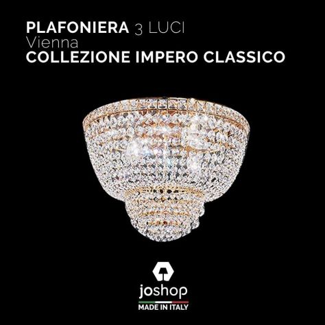 plafoniera vienna 3 luci impero classico pendagli cristalli nuovo elegante
