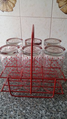 SET DI BICCHIERI DA BIBITA CON CESTINO ROSSO - Foto 2
