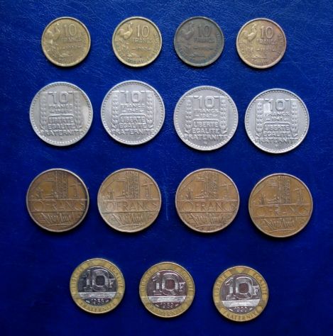 MONETE FRANCIA 10 FRANCS 15 MONETE ANNI DIVERSI - Foto 2