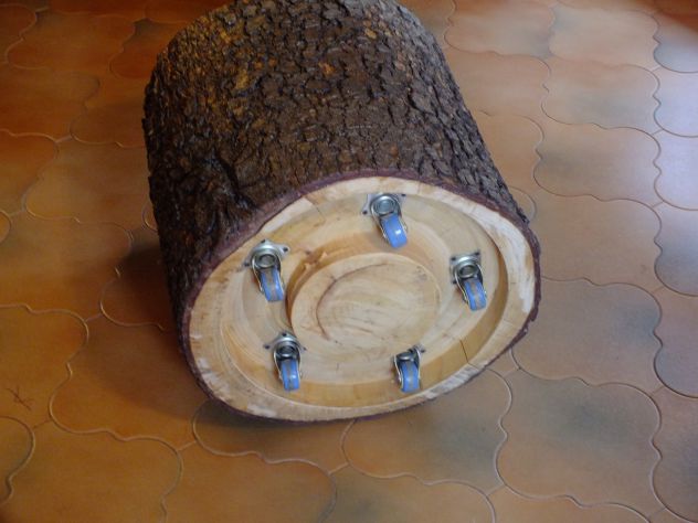 Tronco con ruote per seduta o tavolino tronchetto ceppo - Foto 6