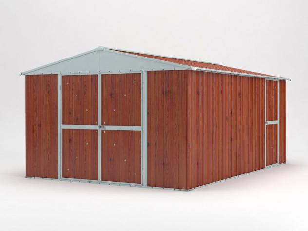 Box prefabbricato, casetta da giardino in lamiera zincata. Capanno deposito attrezzi in Acciaio Zincato 3.60 x 4.30 m x h2.10 m - 185 KG - 15,48 metri - Foto 2