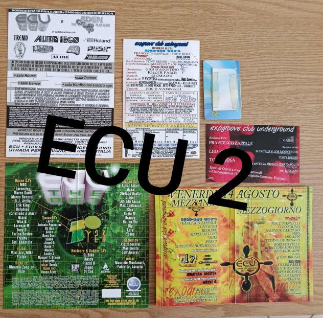 5 flyer discoteca ECU (European Club Underground)