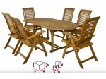 Set da giardino 1 tavolo 6 sedie in legno Hecht Camberet