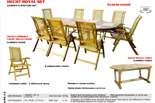 Set da giardino 1 tavolo 8 sedie in legno Hecht Royal SET - Foto 2