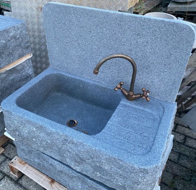 Lavello lavandino per cucina in pietra granito diorite 80,90,100cm - Foto 2