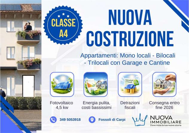 VA0267 - CARPI FRAZIONE FOSSOLI, BILOCALE CON AMPIO BALCONE, A4 CON 4,5 KW FOTOVOLTAICO - Foto 7