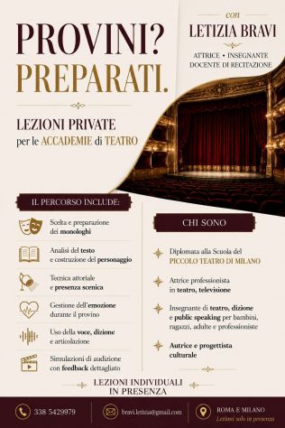 Lezioni private di teatro in preparazione ai provini delle Accademie