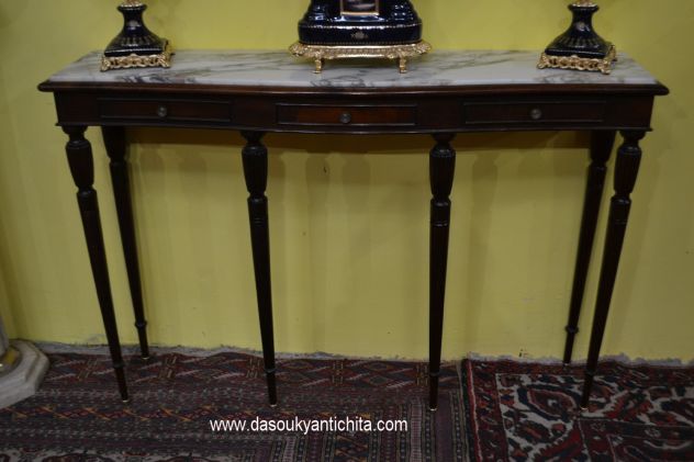 Console in mogano con piano in marmo anni 50 Mid-Century