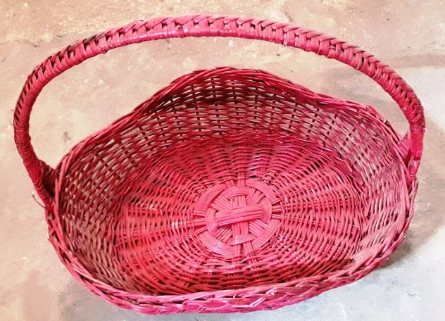 cestino di vimini rosso - Foto 3