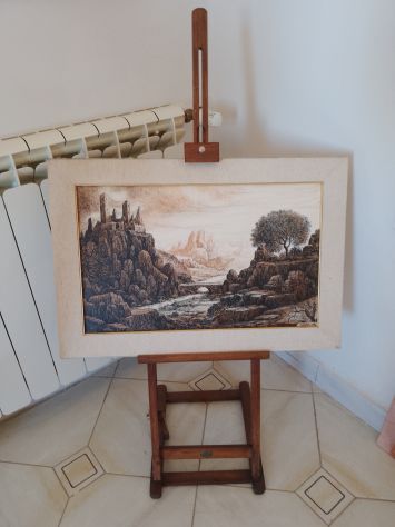 Cavaletto Artigianale E Dipinto Pittura Esposizione Vintage Made In Francia - Foto 7