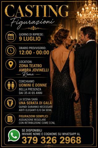 COMPARSA IN FILM: 9 LUGLIO 2026