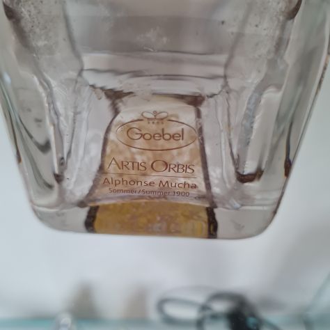 Portacandele  vintage Alphonse  Mucha   ,in vetro Goebel , dipinto a mano, - Foto 3