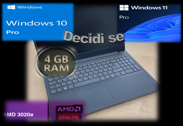 Portatile Lenovo Doppio Disco SSD + HHD RAM 4 GB Windows 11 Pro/Office NUOVO - Foto 5