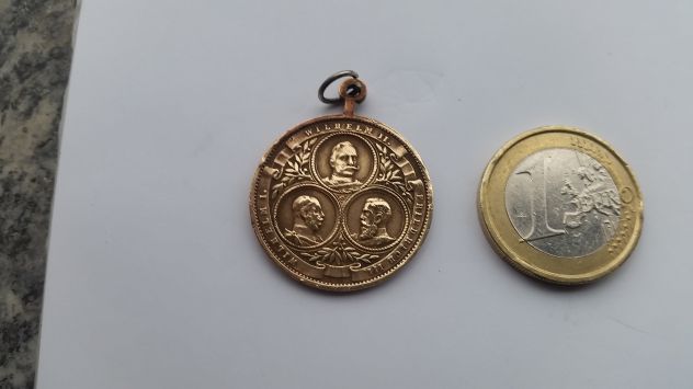 medaglia in bronzo con i tre imperatori prussiani anno 1888
