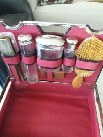 Borsa d'epoca barbiere da viaggio in pelle , necessaire completo di accesso - Foto 2