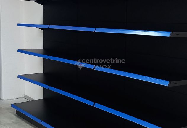 SCAFFALE IN FERRO NERO DA 303 CON PIANO BASE 50 E PIANI DA 40 - Foto 6
