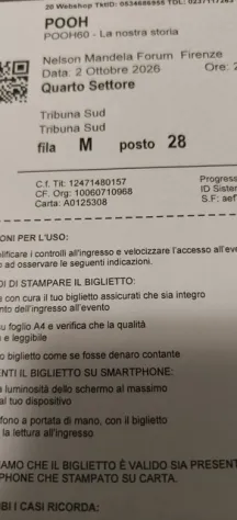 POOH 2 biglietti La nostra storia, Firenze Nelson Mandela Forum 2 Ott 2026 21:00 - Foto 2