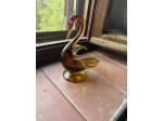 Cigno vintage in vetro artistico ambra – scultura decorativa 22 cm