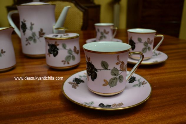 Servizio da caffè da sei in porcellana rosa di Sevres anni 50/60 - Foto 3