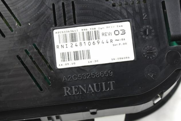 248106944R QUADRO STRUMENTI CONTACHILOMETRI RENAULT MEGANE 3 SW 1.4 B 96KW 6M 5P (2011) RICAMBIO USATO - Foto 2