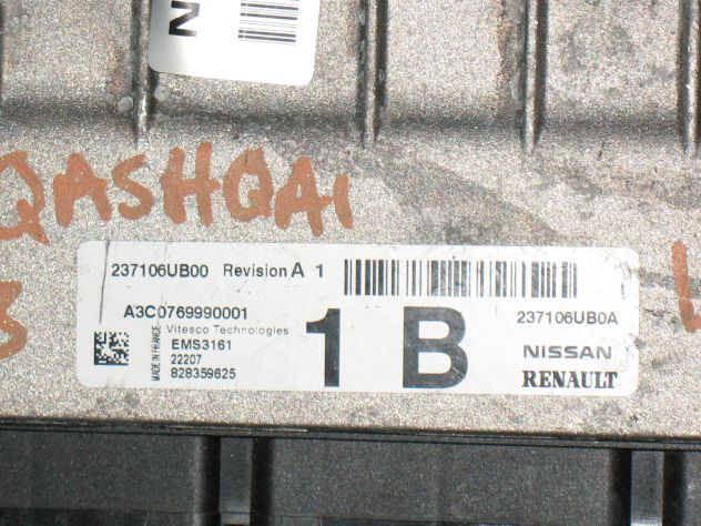 237106UB00 EMS3161 ECU NISSAN QASHQAI III 1.3 DIG-T 237106UB0A A3C076990001 - Foto 3