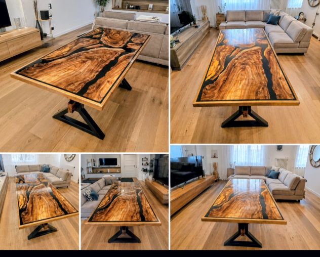 Tavolo legno è resina epossidica