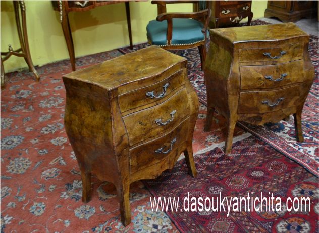 Coppia di comodini italiani stile Luigi XV metà XX secolo - Foto 9