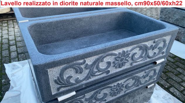 Lavello lavandino per cucina in pietra granito diorite 80/90cm 1 - Foto 9