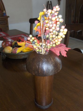 Antico Sopramobile Fungo Legno Artigianato Italian - Foto 9