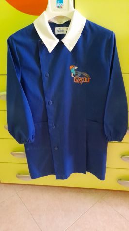 GREMBIULE SIGGI SCUOLA ELEMENTARE BAMBINO 7, 8 ANNI BLU CON RICAMO COLLET.BIANCO - Foto 7