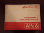 ALFA 6 2000/2500/2500 IE  CARATTERISTICHE E PRESCRIZIONI TECNICHE 1983 ORIGINALE