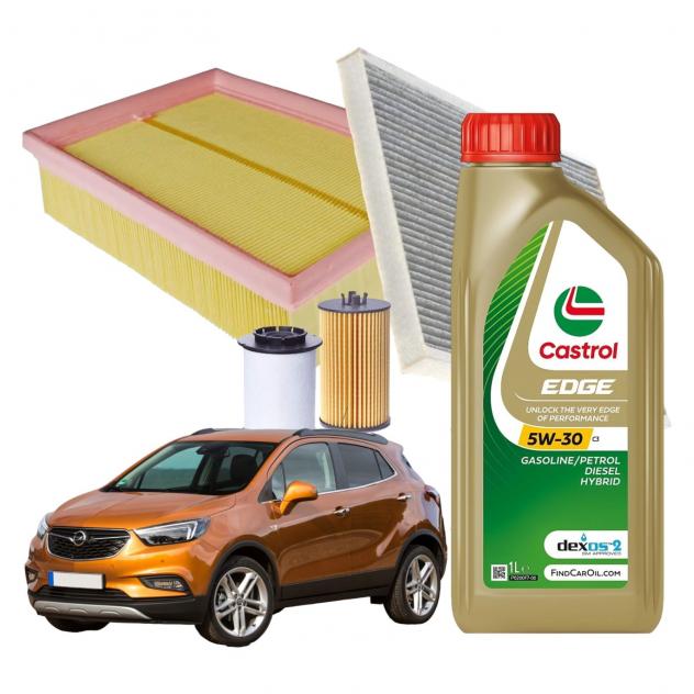 Kit Tagliando Opel Mokka X 5 LT Olio Castrol Edge 5w30 C3 e Filtri di Ricambio