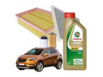 Kit Tagliando Opel Mokka X 5 LT Olio Castrol Edge 5w30 C3 e Filtri di Ricambio