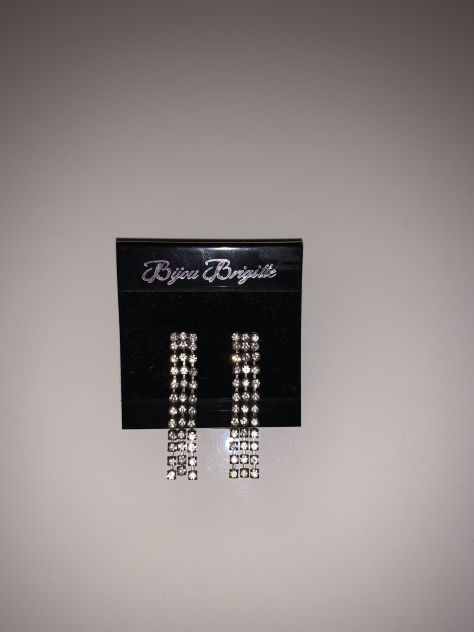COPPIA DI ORECCHINI VINTAGE DA DONNA ANNI ‘90/2000,BIGIOTTERIA,IN METALLO E ZIRC - Foto 2
