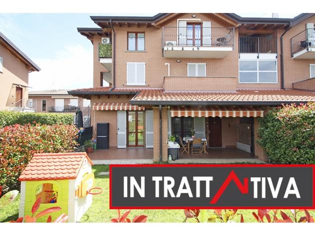 Vendesi TRILOCALE al piano terra con GIARDINO, BOX DOPPIO e CANTINA.