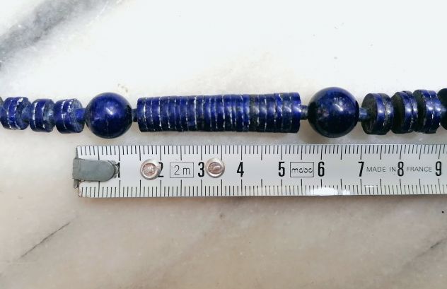 BELLISSIMA COLLANA ETNICA A SFERE E RONDELLE IN AUTENTICO LAPISLAZZULO E ARG. - Foto 8
