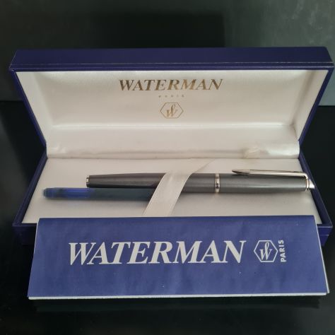 Penna stilografica WATERMAN grigia vintage nuova mai inchiostrata con cartu