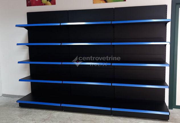 SCAFFALE IN FERRO NERO DA 303 CON PIANO BASE 40 E PIANI DA 40 - Foto 7